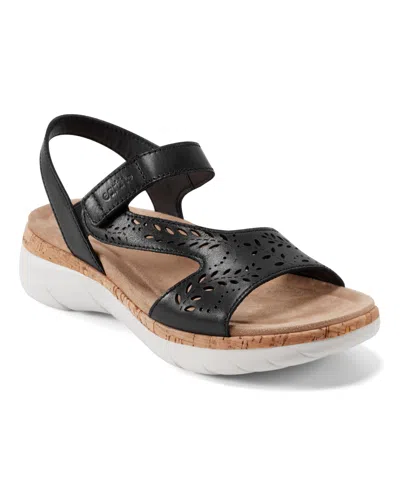 Earth Women's Recent Flat Sandals In Black Leather