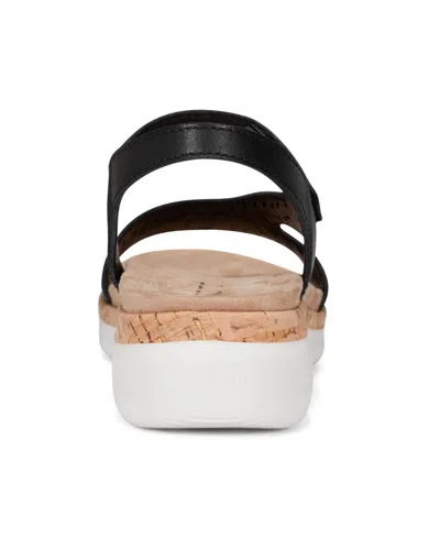 Earth Women's Recent Flat Sandals In Black Leather