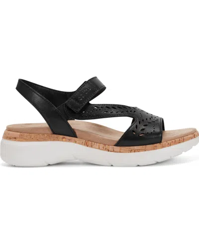 Earth Women's Recent Flat Sandals In Black Leather