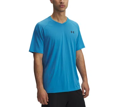 Under Armour Men's Ua Tech Textured Performance T-shirt In 455 Ether Blue,black
