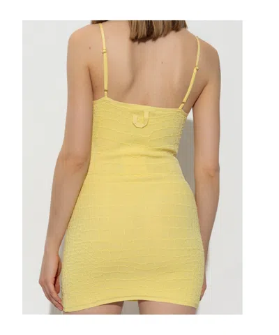 Jacquemus Crocodile Embossed Fitted Mini Dress In Yellow
