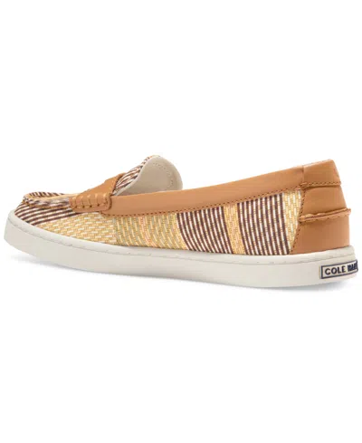 Cole Haan Women's Nantucket Penny Loafer Flats In Bali Striped Printed Canvas,biscuit,iv