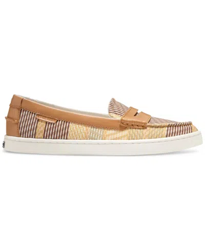 Cole Haan Women's Nantucket Penny Loafer Flats In Bali Striped Printed Canvas,biscuit,iv