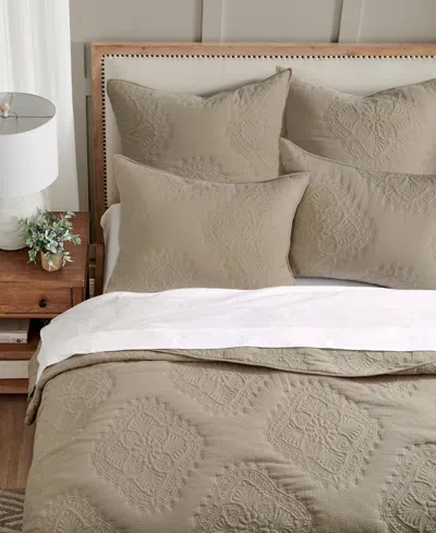 Levtex Muslin Stitch Stitching 3-pc. Quilt Set, Full/queen In Taupe