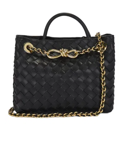 Bottega Veneta Andiamo Chain Small Leather Tote Bag In Black