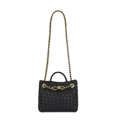 Bottega Veneta Andiamo Chain Small Leather Tote Bag In Black