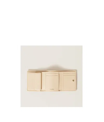Miu Miu Small Pleated Wallet In Nude