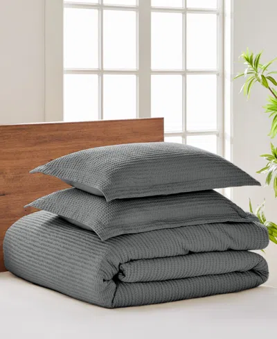 Levtex Cloud Waffle Textured 2-pc. Comforter Set, Twin/twin Xl In Charcoal
