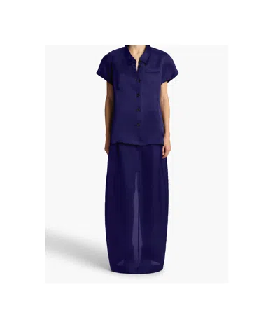 Khaite Lucian Pleated Silk-organza Maxi Skirt In Amethyst