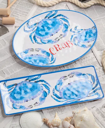 Certified International Beach House Crab Melamine Platters, Set Of 2 In No Color
