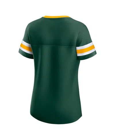 Fanatics Women's Green Green Bay Packers Bling Athena Jersey Style Lace-up T-shirt
