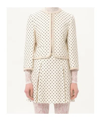 Valentino Supergran Polka Dot Printed Blazer In White