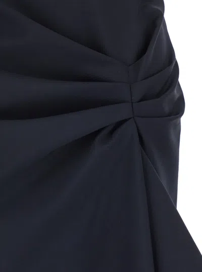 Alexander Mcqueen Blue Skirt With Asymmetric Design And Front Seam With Pleats In Wool And Mohair Blend Woman In Blue