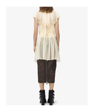 Alexander Mcqueen Antiqued Leather Pencil Skirt In Dark Brown