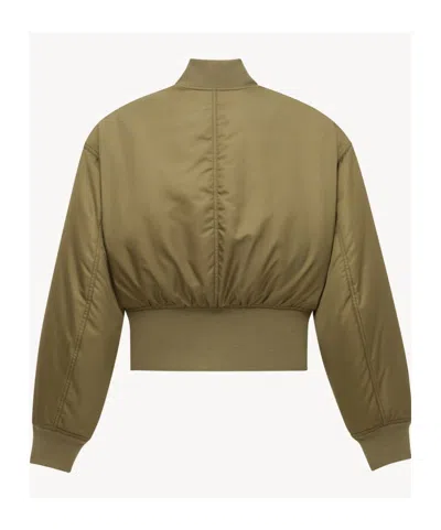Saint Laurent Women Khaki Recycled Nylon Short Padded Bomber Jacket In Brown