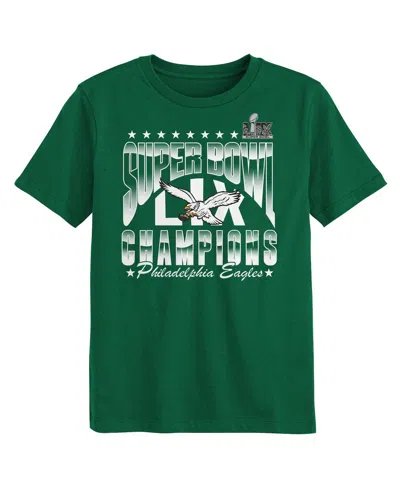Outerstuff Preschool Kelly Green Philadelphia Eagles Super Bowl Lix Champions Retro Arch T-shirt In Kelly Green