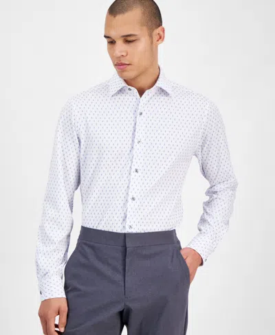 Alfani Men's Slim Fit Long Sleeve Button-front Dash Diamond Print Shirt, Exclusively At Macy's In White
