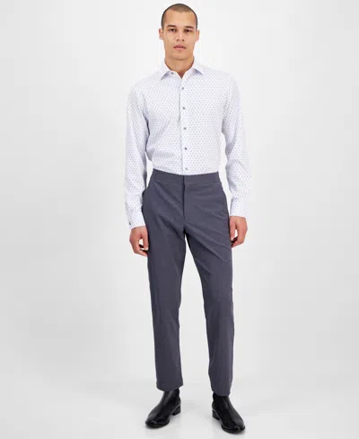 Alfani Men's Slim Fit Long Sleeve Button-front Dash Diamond Print Shirt, Exclusively At Macy's In White