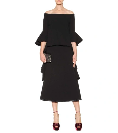 Shop Ellery Delores Crêpe Off-the-shoulder Blouse In Llack