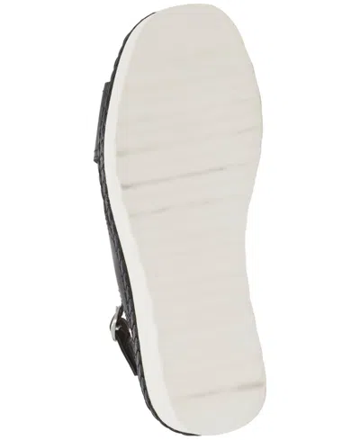 Lucky Brand Women's Pebina Crossband Platform Wedge Sandals In Black Leather