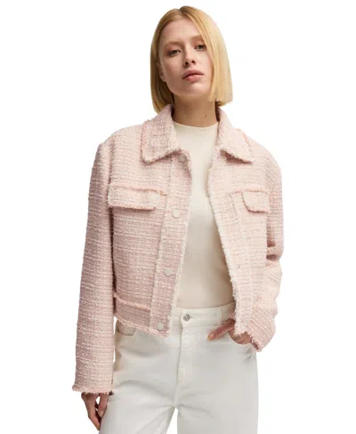Hugo Boss Regular-fit Tweed Jacket In Open Pink
