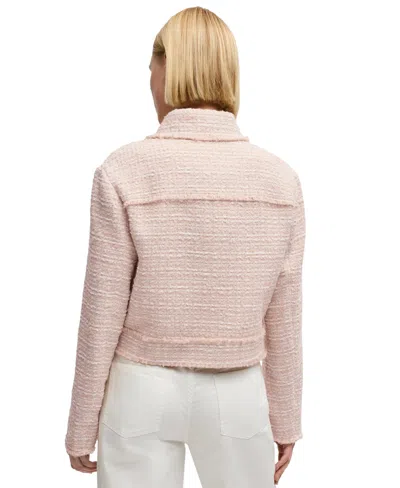 Hugo Boss Regular-fit Tweed Jacket In Open Pink