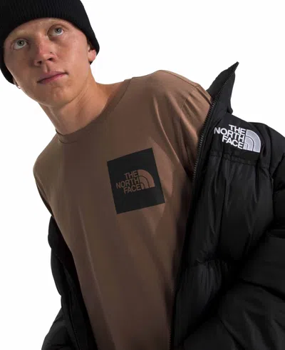 The North Face Men Brown Logo Print T-shirt, Xxl Luxury T-shirts For Men Darveys In Latte