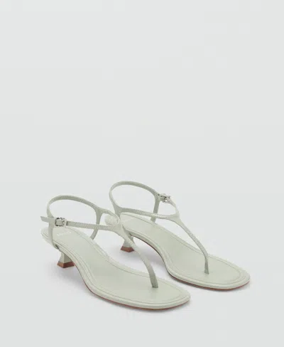 Mango Kitten Heel Ankle Strap Sandle In Pastel Green