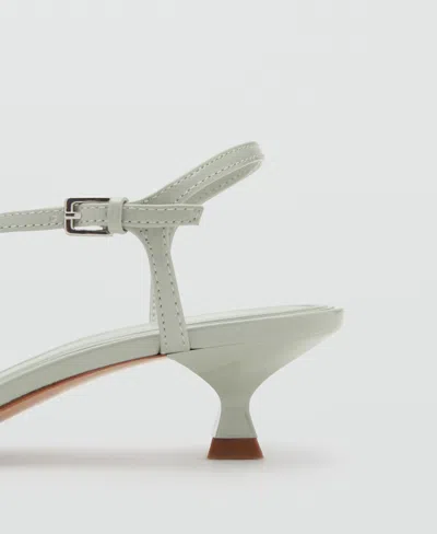 Mango Kitten Heel Ankle Strap Sandle In Pastel Green