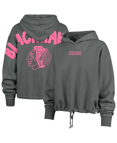 47 Brand Women's Gray Chicago Blackhawks Bright Side Venice Cropped Pullover Hoodie In Gray