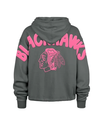 47 Brand Women's Gray Chicago Blackhawks Bright Side Venice Cropped Pullover Hoodie In Gray