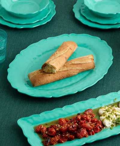 Certified International Isabella Crackle Melamine Platters, Set Of 2 In Teal