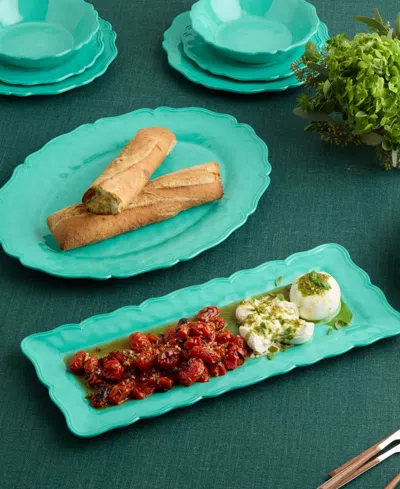 Certified International Isabella Crackle Melamine Platters, Set Of 2 In Teal