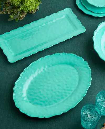 Certified International Isabella Crackle Melamine Platters, Set Of 2 In Teal