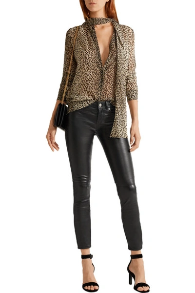 Shop Saint Laurent Stretch-leather Skinny Pants