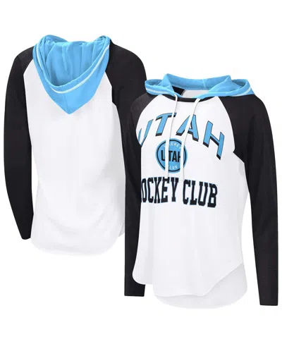G-iii 4her By Carl Banks Women'sâ White Utah Hockey Club Vip Raglan Long Sleeve Hoodie T-shirt In White