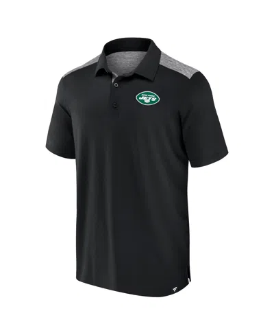 Fanatics Men's Black New York Jets Long Shot Polo Shirt In Black