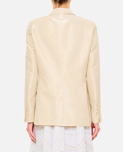 Alberto Biani Beige Double-breasted Jacket With Flap Pockets And Shiny Finish In Neutral