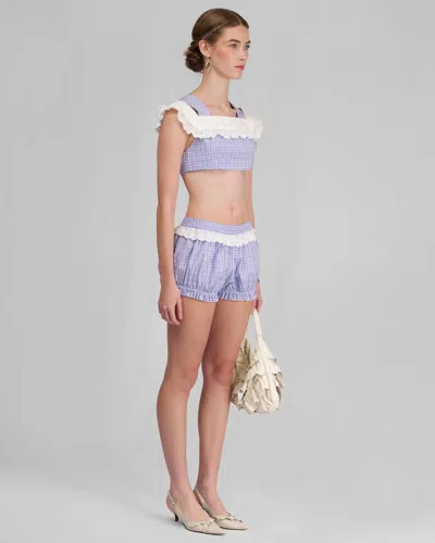 My Mum Made It Lace Cut Crop In Sky Blue Check