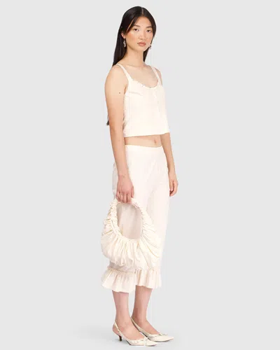 My Mum Made It Ruche Shoulder Bag In Bone