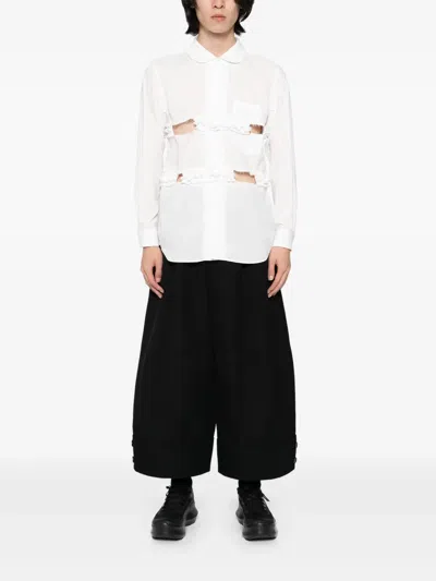 Black Comme Des Garçons Peter Pan Collared Shirt In White
