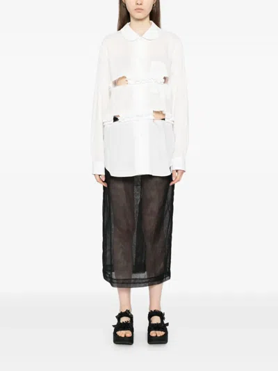 Black Comme Des Garçons Peter Pan Collared Shirt In White