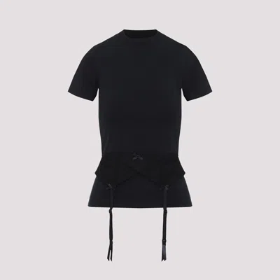 Balenciaga Women Black Crewneck T-shirt With Underwear Detail On The Waist In Cotton Woman In Black