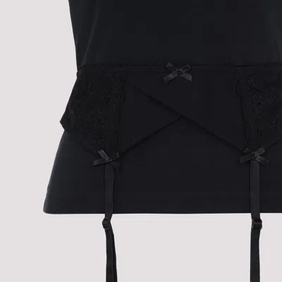 Balenciaga Women Black Crewneck T-shirt With Underwear Detail On The Waist In Cotton Woman In Black