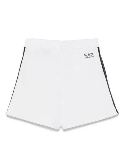 Ea7 Stripe-trim Track Shorts In White
