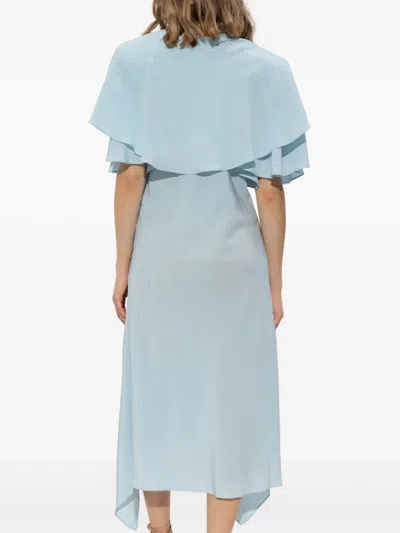 Stella Mccartney Layered Short Sleeve Semi-sheer Midi Dress In Blue