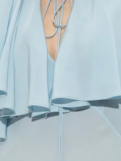 Stella Mccartney Layered Short Sleeve Semi-sheer Midi Dress In Blue