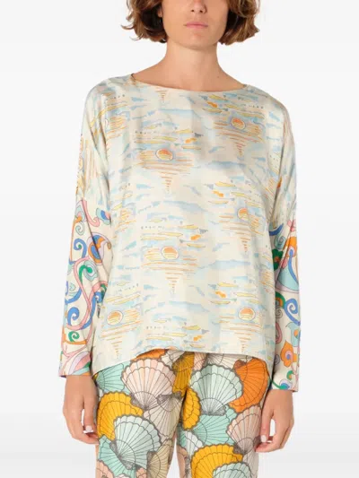 La Prestic Ouiston Mix-print Blouse In Neutrals