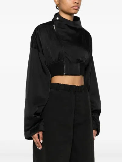 Rick Owens Anthem Flight Crop Jacket In Black