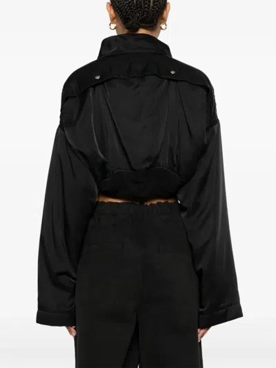 Rick Owens Anthem Flight Crop Jacket In Black